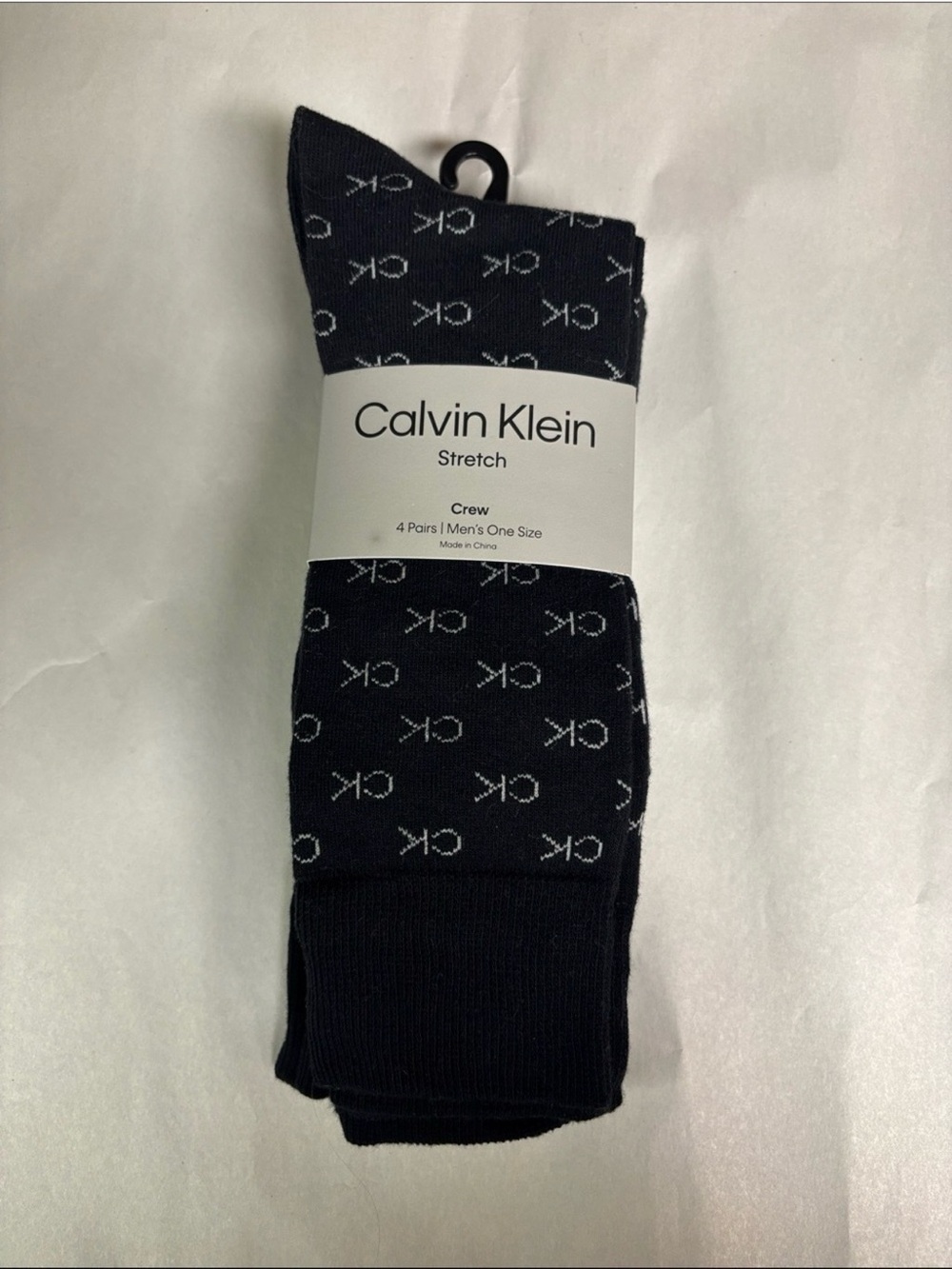 New Calvin Klein Socks 4 Pair Men’s Black Casual Stretch Crew Business Preppy